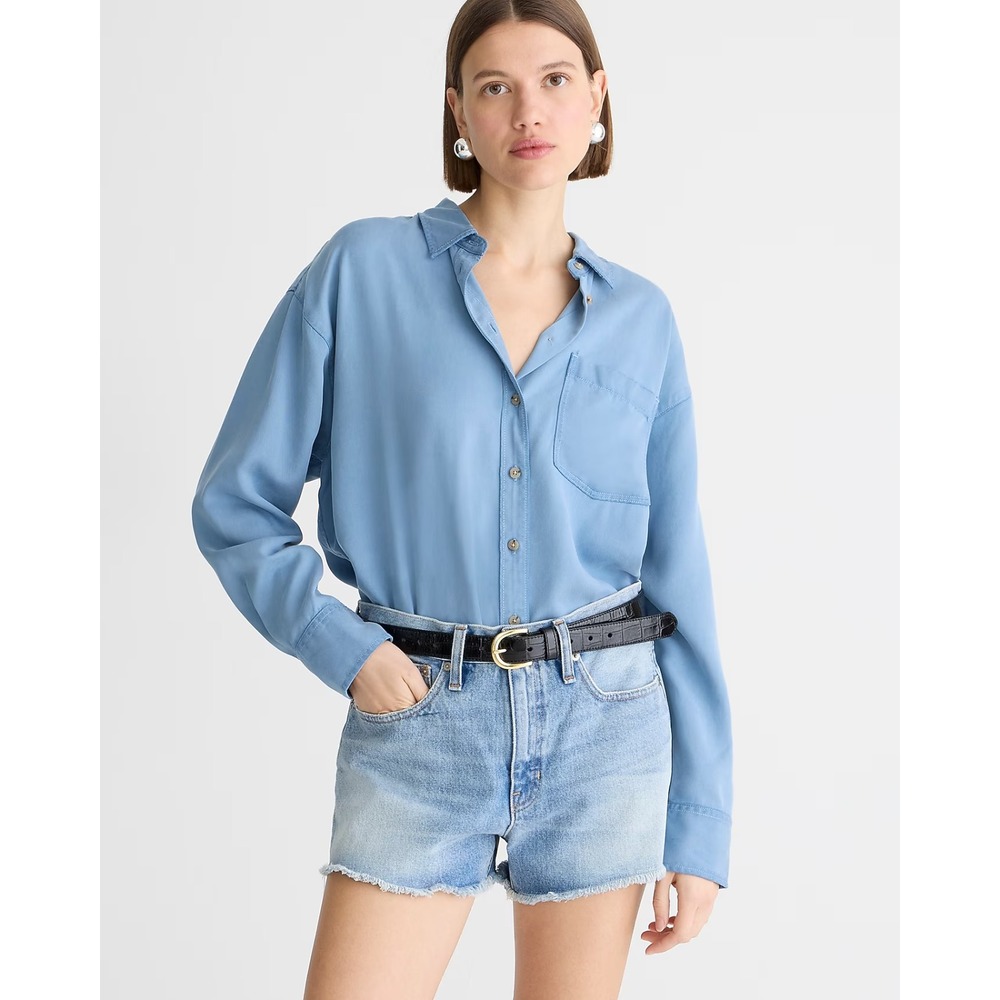 J. Crew Jean Shorts Womens Size 31 Chestnut Wash Relaxed Raw Hem 100% Cotton NEW
